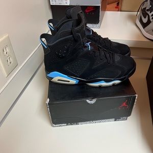 Men Black and University Blue Retro Jordan 6s